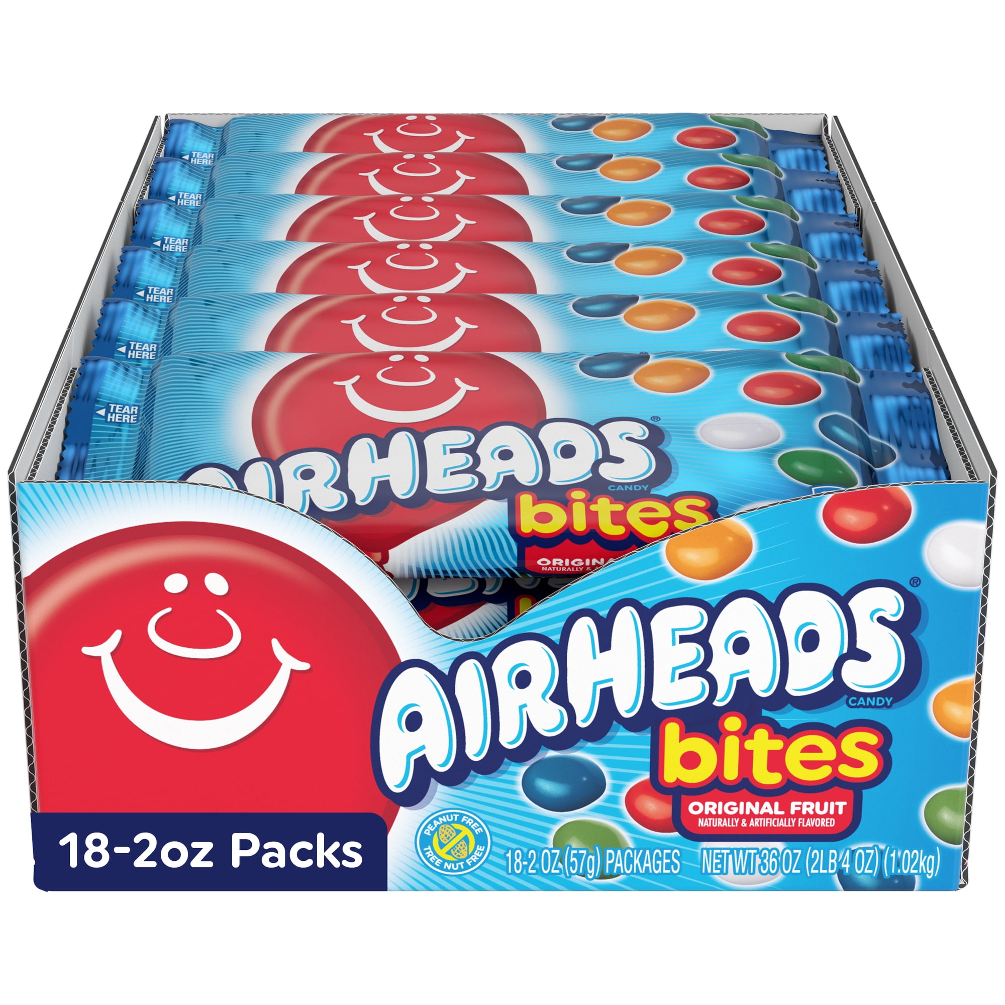 Airheads Bites Candy Pack, Fruit, 2 Ounce Packs, 18ct