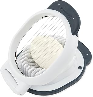 KITCHENDAO Replaceable Egg Slicer with Stainless Steel Wires, Egg Cutter for Hard-Boiled Eggs, Dual-Direction Cutting, Heavy-Duty Egg Dicer, Non-Slip Base & Handle, Dishwasher Safe