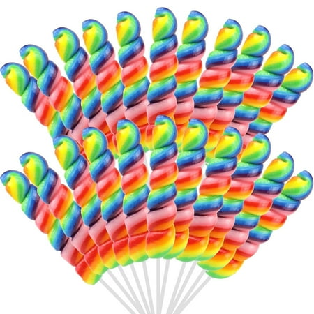 Rainbow Twist Lollipops, Unicorn Birthday Party Candy, 24 Count, 14.2 Ounce Box