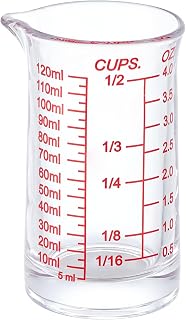 Ackers 4oz Glass Measuring Cup &ndash; Shot Glass with Ounce,Ml,Cups Markings for Kitchen & Bar(Red Line)