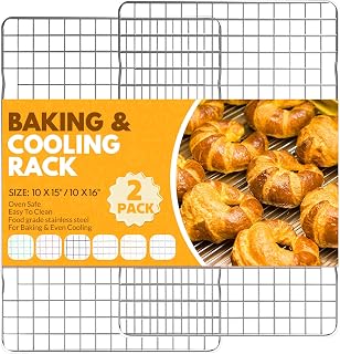 2 PCS Cooling Racks for Cooking and Baking, 15x10 Inches Stainless Steel Cooling Rack, Sheet Pan with Wire Rack for Baking Sheet, Bacon Rack Oven Safe Fits Jelly Roll Sheet Pan