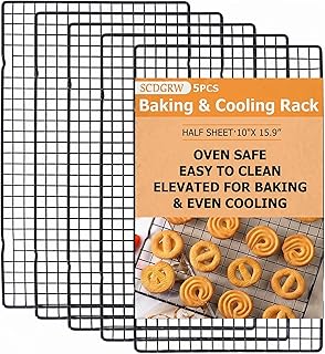 5PCS Cooling Racks for Cooking and Baking 10" x 16" Wire Rack Baking Rack, Cookie Rack, Heavy Duty Metal Wire Rack for Grilling, Roasting, Cooking, Drying,Oven Safe Dishwasher Safe