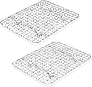P&P CHEF 9.75 Inch Stainless Steel Cooling Baking Rack Set of 2 | Grid Cooking Racks for Griddle Roasting Grilling Warming, Good for Friends or Family, Oven & Dishwasher Safe, Heavy Duty