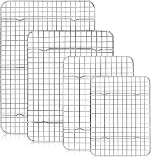 TeamFar Cooling Rack, Stainless Steel Baking Rack for Oven | 15.3/ 11.6/ 9.8/ 8.7 Inch Grid Roasting Rack for Baking Pans, Cookie Cupcake for Christmas Camping, Dishwasher Safe - 4PCS