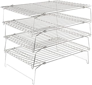 FlagShip Cooling Baking Rack Set of 4, 100% 304 Stainless Steel Wire Baking Rack, Stackable Cooling Cooling Roasting Cooking - 14.4''x10.43''