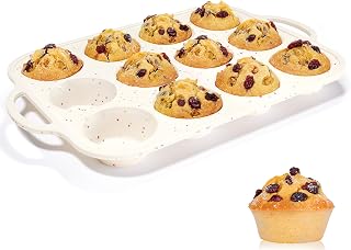 Silicone Muffin Pan for Baking with Metal Reinforced Frame, Cupcake Pan | Regular Size 2.8 Inch, with Handle 12 Cups Nonstick, BPA Free, Muffin Tray for Baking 1 Pack Confetti