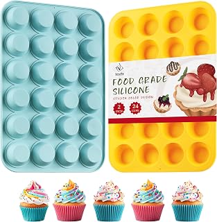 VRUIFA 2PCS Silicone Mini Muffin Pan, 24 Cups Nonstick Mini Cupcake Pan for Baking, BPA Free and Dishwasher Safe, Great for Making Muffin Cakes, Tart, Bread and Egg Bites