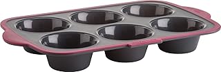 Trudeau Structure Silicone Pro Muffin Pan, 6, Grey/Burgundy (09912093)