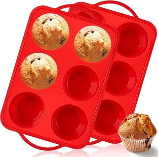 Puyeipt Jumbo Muffin Pan with Metal Frame, 2 Pack, 12 Cups | Large Cupcake Molds with Handles, Silicone Egg Bite Baking Trays, BPA Free, Non-Stick