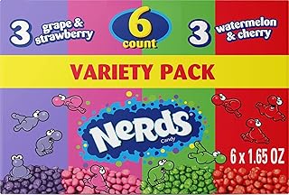 Nerds Variety Pack Candy, Grape Strawberry, Watermelon Cherry, 9.9 oz, 6 Pk | Tiny tangy crunchy, variety flavor pack, movie night, party bowls, lunchbox, sharing size