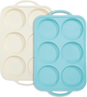 Nonstick Silicone Muffin Top Pan: 4 Inch Jumbo Silicone Egg Molds Frame | with Metal Frame for Baking Breakfast Sandwiches/English Muffins Egg Bites Hamburger Buns - Oven Housewife Toeusog