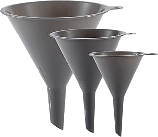Plastic Kitchen Funnel Set of 3, Round Kitchen Funnels for Filling Bottles, Durable and Multifunctional Funnels for Filling Canning, Cooking, Lab or Car Oil (Gray)