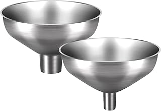 2 Pack Stainless Steel Kitchen Funnel Set, Filling Funnels | Seamless Design,Food-grade 304 stainless steel with 0.5" & 1" mouths, for transferring spices, oil, food and liquids.