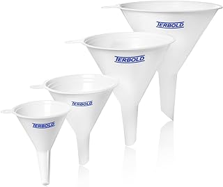 4pc Funnel Nesting Set in BPA Free Plastic for Kitchen Cooking, Car Oil, Home, or Lab Use (White)
