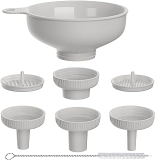 Wide Mouth Kitchen Funnel, Food Grade Plastic Cooking Canning Funnel with 4 Sizes Spouts for Filling Wide and Regular Mason Jars, Spray Dropper Oil Bottle Jug Spices Shampoo Sauce