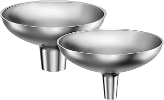 Serinar Stainless Steel Funnel, 2 Large and Small Mouth Filling Kitchen funnels, Liquids, fluids, Spices and Powders, Durable and Washable.