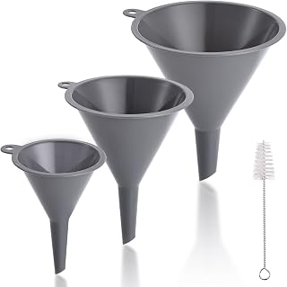Plastic Kitchen Funnel Set of 3, Durable Round Food Grade Cooking Funnels for Kitchen Use Filling Bottles, Multifunctional Small Medium and Large Sizes for Canning, Lab or Car Oil Use