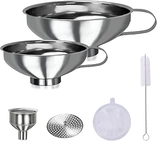 Yevior Canning Funnel for Filling Mason Jars,Bottles (5-Pack) | Wide Mouth Funnels for Kitchen Use Filling Bottles - Kitchen Gadgets Canning Supplies Kit - Stainless Steel BPA-free