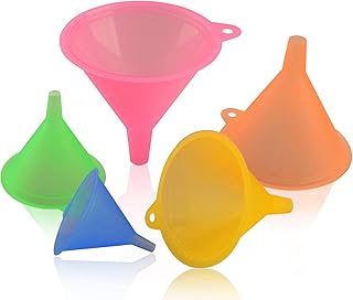 Plastic Funnel Set Funnels, Multipurpose Funnels Wide Mouth Funnel, Rainbow Colours Kitchen Suitable for a Variety of Bottles, Cans(5Pcs, Various Sizes)