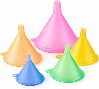 Kitchen Funnel Set with 5 Sizes, Small to Large Plastic Cooking Funnel with Narrow Spout for Filling Bottles, Jars, Bowls, Spices, Powder Funnels, Essential Oils