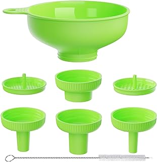 Wide Mouth Kitchen Funnel, Food Grade Plastic Cooking Canning Funnel with 4 Sizes Spouts for Filling Wide and Regular Mason Jars, Spray Dropper Oil Bottle Jug Spices Shampoo Sauce