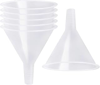 6 Pack Plastic Funnels, 4.6 Inch Multi-Purpose Clear Plastic Funnels with Long Reaching Spout for Science Lab Bottle Filling Liquid,Water Bottle,Easy and Smooth Transfer