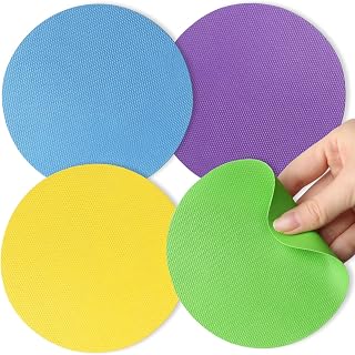 Aixoom Rubber Jar Opener Pads Set of 4, Non-Slip Gripper Pads for Jars | For Seniors & Weak Hands, Heat-Resistant Trivet, Kitchen Coaster & Jar Lid Grip for Jars and Bottles (Circle)