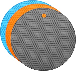uxcell 3pcs Silicone Jar Opener Pads 7" Non-Slip Coasters Orange/Blue/Gray | Jar Grippers Pad,Multipurpose Round Bottle Lid Can Opener for Weak Hands Seniors