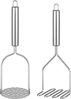 2PCS Stainless Steel Mashed Potato Masher for Vegetable, Ground Beef | Multipurpose Food Smasher, For Avocado Beans Salad Fruits & Vegetables, Sturdy Kitchen Utensils, Easy to Clean & Store