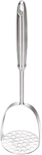 Brigii Potato Masher, Uncoated Stainless Steel Potato Press, One-Piece | 37-hole design, dual-arc, 304 stainless steel, lump-free mashing, non-slip handle, dishwasher safe
