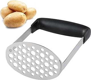 Potato Masher, LCCOWO Stainless Steel Potatoes Masher Kitchen Tool, Mashed Potatos Masher with PP Handle, Great for Potato, Guacamole, Fruits, Avocado, Bean and More, Dishwasher Safe