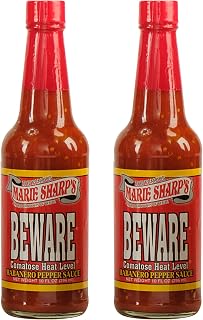 Marie Sharp&rsquo;s BEWARE Comatose Heat Level Habanero Pepper Sauce, 10 oz | Extreme Heat Hot Sauce from Belize | All-Natural, No Preservatives | For Serious Chiliheads Only (Pack of 2)
