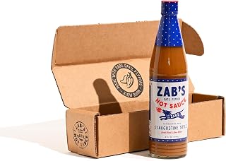 Zab's St. Augustine Style Craft Hot Sauce (6oz, 1 Pack), Naturally Sweet Heat & Signature Slow Burn from Datil Peppers, Gluten-Free, Vegan, Perfect for Pizza, Wings, BBQ, & More