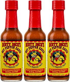 Dirty Dick's Original Hot Sauce, 5 Fl Oz | Award-Winning Habanero Hot Sauce with Tropical Fruits, Peppers & Spices | Sweet Heat, Gluten Free, Gourmet Sauce [Pack of 3]