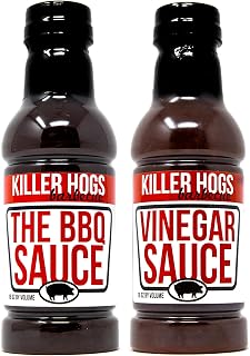 Killer Hogs The BBQ Sauce and Vinegar Sauce, 2 Bottles, 32 oz | Championship Grill and Barbecue Condiments Pack for Beef, Steak, Burgers, Pork, and Chicken, Convenient Bottle