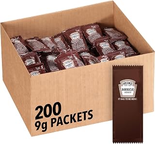 Heinz Barbecue Sauce, 200 per Case, Single Serve Packets, 12 gr. | Sweet, Thick & Balanced Tomato-Based BBQ Sauce with Natural Smoke Flavor, Kosher, Single-Serve for Restaurants & Takeout