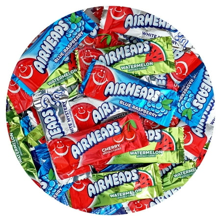 Airheads Candy Mini Bars, Assorted Flavors, 3 Pounds (Approx. 105 Pieces) Airheads Bulk Bag, Individually Wrapped Candy, Mini Airheads