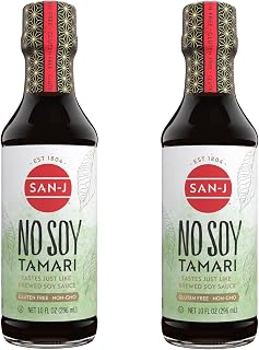 San-J No Soy Tamari, Brewed Soy Sauce Alternative, 10 oz Bottles, 2 Pack | Soybean Free, Rich Umami, Gluten Free, Kosher, Vegan, Allergy Friendly