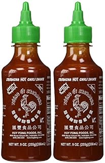 Huy Fong Sriracha Hot Chili Sauce 9 Ounce Bottle (2 Pack), chili,original, Red-set of 2
