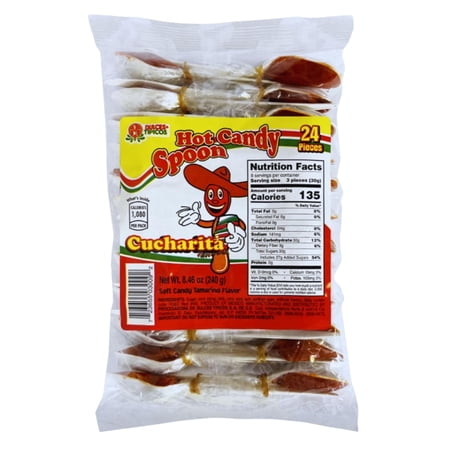 Cucharita Tamarindo Spoon Candy (24 Count) - Dulces Tipicos Brand - Hot Candy Tamarind Spoon - Mexican Candy: