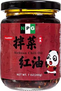 NPG Sichuan Chili Crisp Oil 7 Oz, Medium Heat | Bold Sichuan Flavor, perfect for noodles, dumplings, rice, fried rice and dipping, crispy chili crisp, ready to use