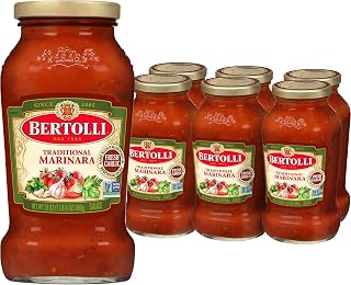 Bertolli Traditional Marinara sauce, 24 oz (Pack of 6) | Traditional marinara sauce made with vine-ripened tomatoes, herbs, and seasonings for easy, Tuscan-inspired meals.