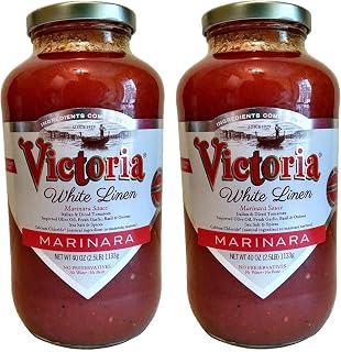 Victoria White Linen Marinara Sauce, 40 Ounce (Pack of 2)