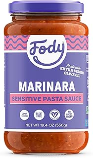 Fody Foods Marinara Pasta Sauce, 19.4 Oz | Garlic and Onion Free, Low FODMAP Certified, Gut & IBS Friendly, Vegan, Non-GMO, Gluten Free, Kosher