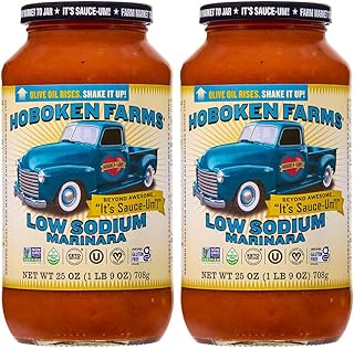 Hoboken Farms Low Sodium Marinara Sauce - Keto Certified, No Sugar Added, Non GMO Project Verified, Plant Based, and Paleo Friendly (25 Fl Oz, Pack of 2)