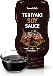Funtable Teriyaki Soy Sauce - Sweet Korean Bulgogi Marinade, 13.4 oz | Versatile Glaze and Dipping Condiment for Beef, Chicken, Pork, Vegetables, BBQ and Grilled Dishes; Ready to Use