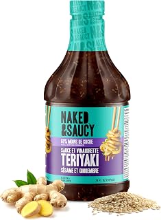 Naked & Saucy Low Sugar Teriyaki Sesame Ginger Sauce and Dressing, 31 fl oz | Gluten-Free, Soy-Free, Vegan, Paleo