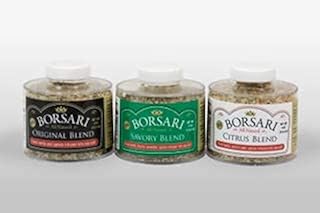 Borsari Seasoned Salt Gift Set - Gourmet Sea Salt Blends With Herbs and Spices - Set of 3, 4 oz Shaker Bottles - Includes Savory, Citrus, and Original Seasoning