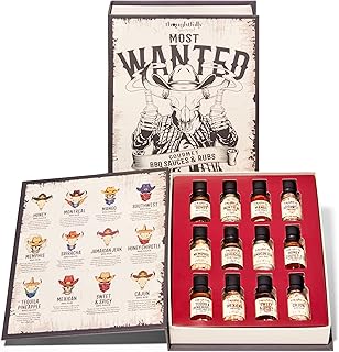 Wild Western BBQ Sauce & Rub Gift Set, Book-Shaped Collection, Set of 12 | Grill Master Gift, BBQ Sauces & Seasonings, Backyard Barbecue, Smoking, Foodie Gift, Tailgating & Entertaining