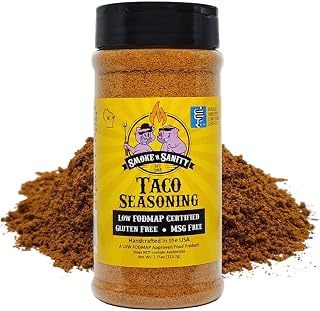 Smoke n Sanity Taco Seasoning, Low FODMAP 7.75 oz Shaker | Monash Certified Low FODMAP, Vegetarian, Gluten Free, Dairy Free, MSG Free, Kosher, IBS Friendly, Gut Friendly